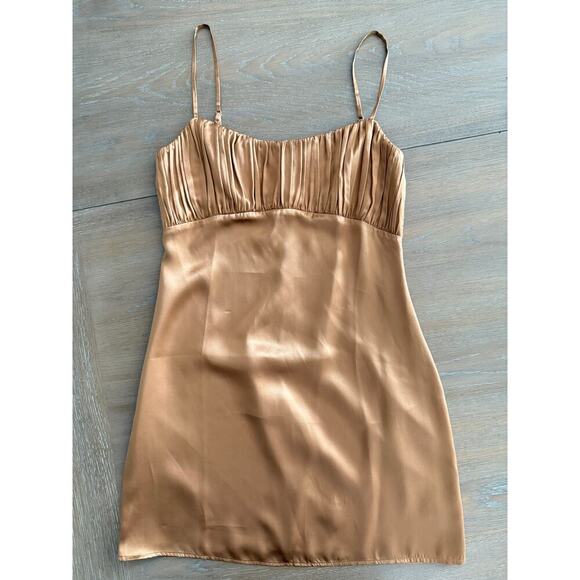 Reformation mezcal 100% silk brown mini dress (size 4) - Picture 3 of 6